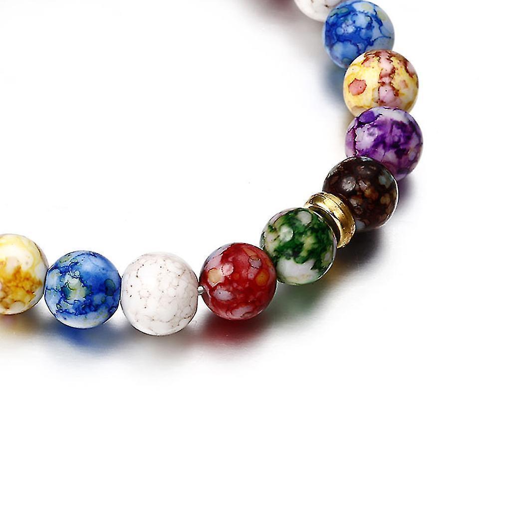Colorful Beads Rainbow Healing Crystal Chakra Yoga Hologram Bracelets For Women - Image 3