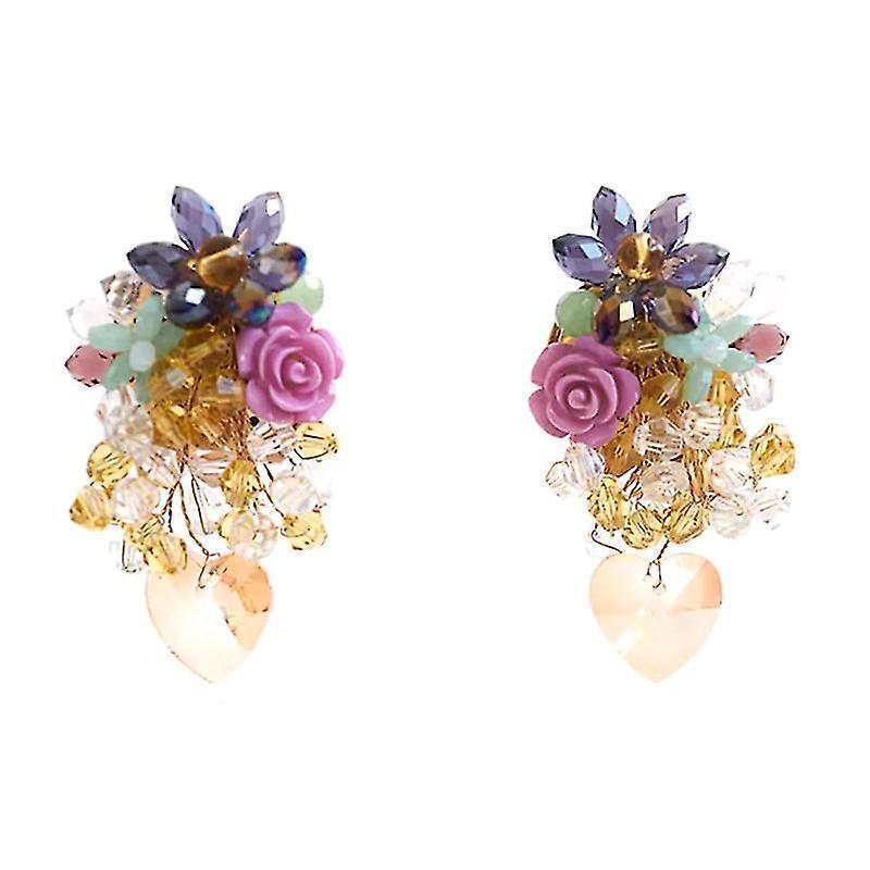 Creative Crystal Flower Beaded Earrings Eardrop Pendant Earrings For Women Girl Jewelry Gift - Image 1