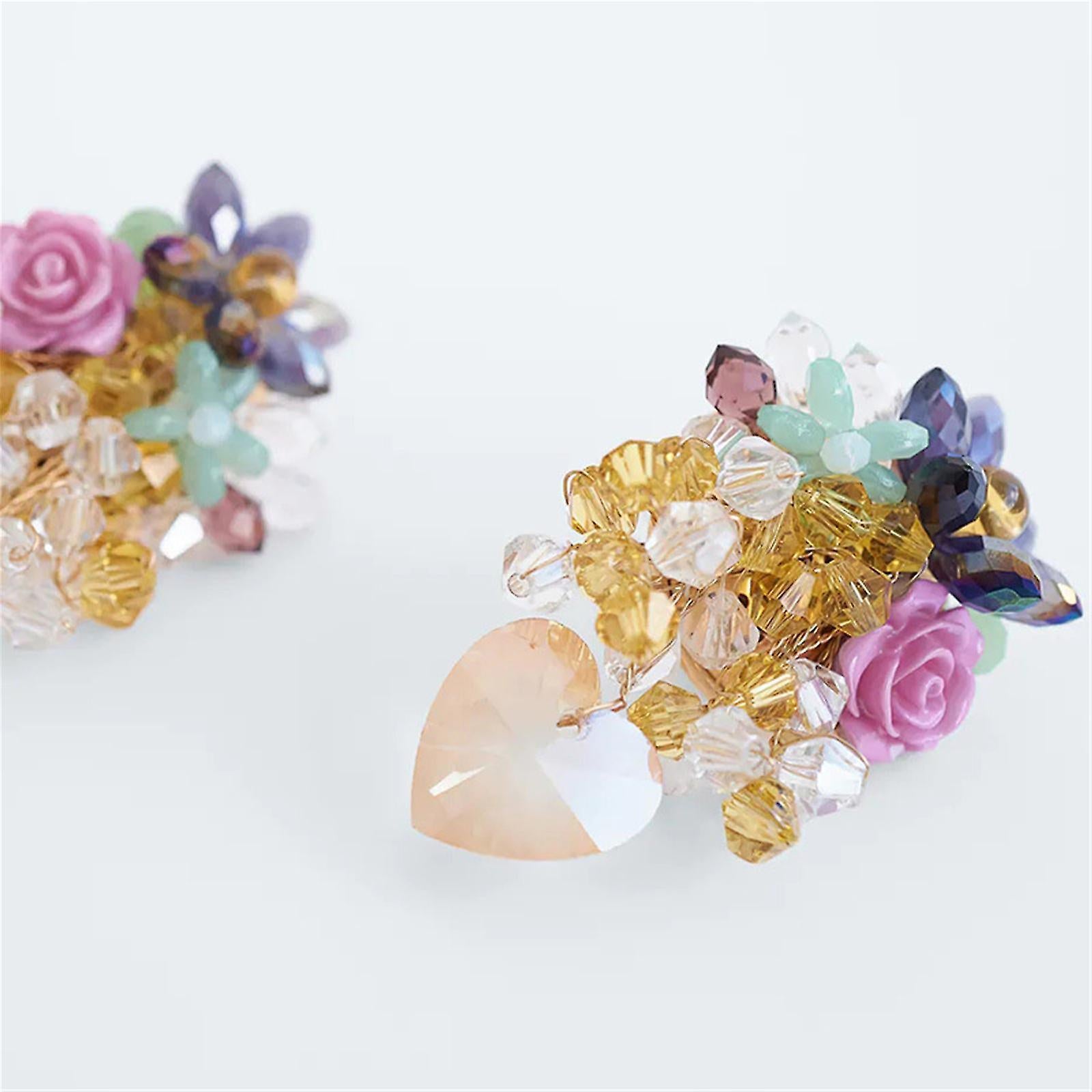 Creative Crystal Flower Beaded Earrings Eardrop Pendant Earrings For Women Girl Jewelry Gift - Image 5