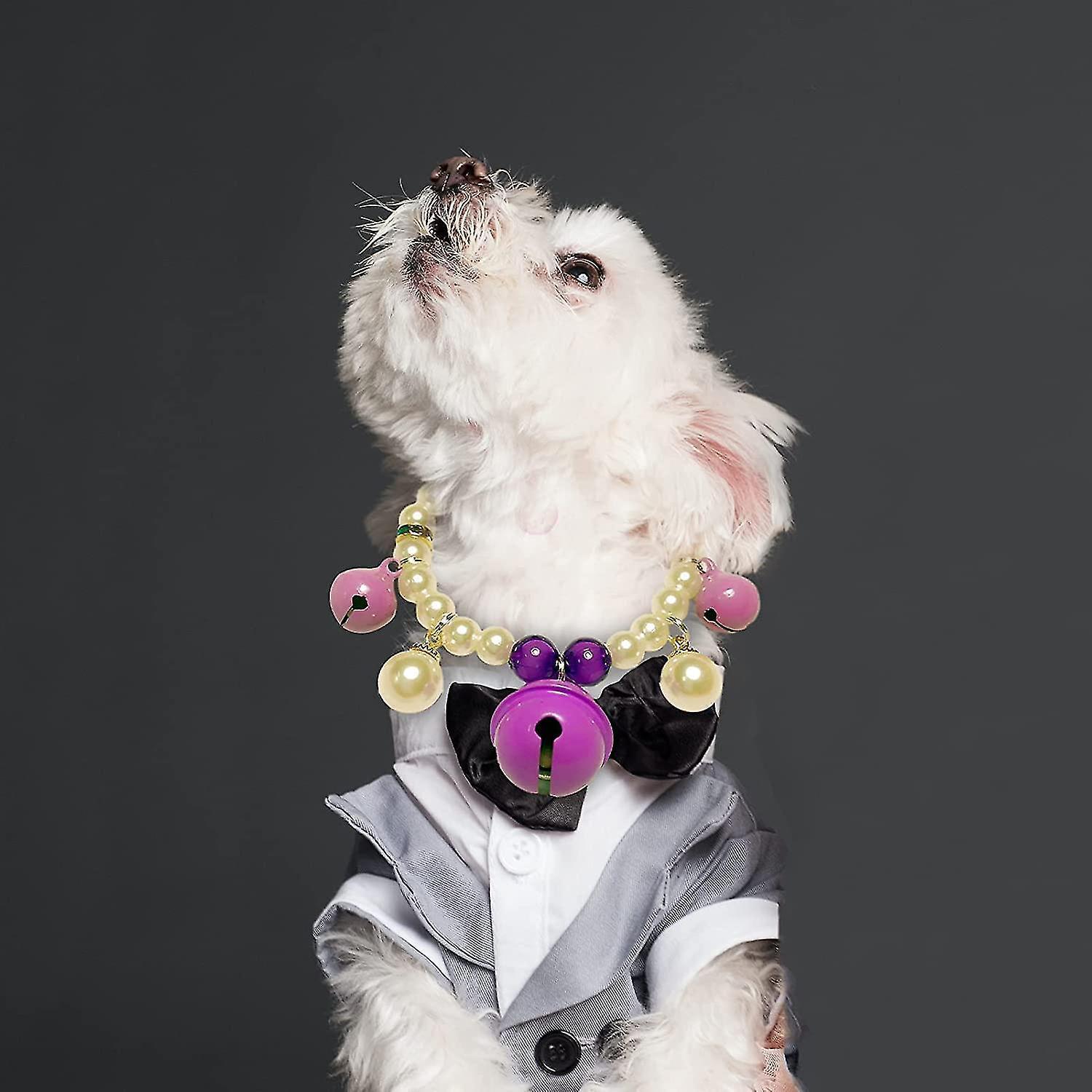 Crystal Pearls Dog Necklace Jewelry With Bling Fashion Heart Rhinestones For Pets Cats Puppy Girl Teacup Chihuahua Yorkie Clothes Costume - Image 2