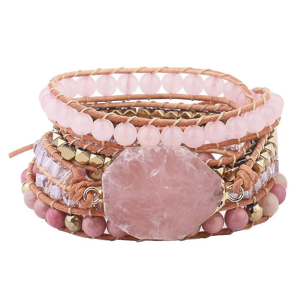 Natural Crystal Stone Woven Bracelet Multi-turn Pure Hand-woven Bracelets Retro Bracelet Women Bangle - Image 2