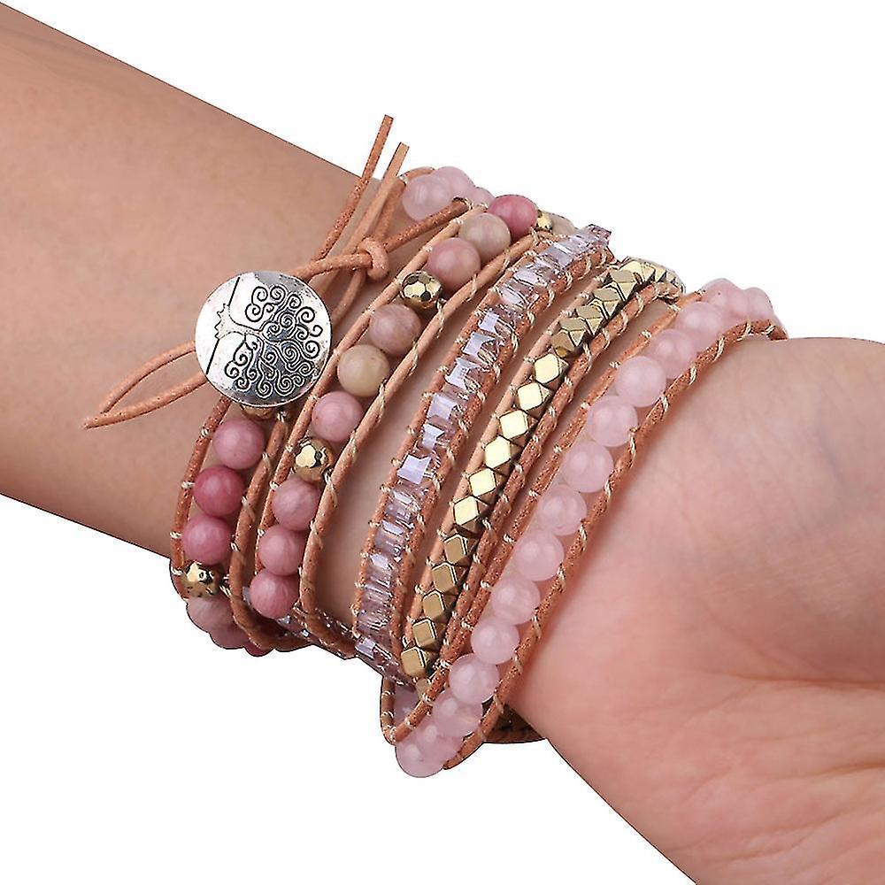 Natural Crystal Stone Woven Bracelet Multi-turn Pure Hand-woven Bracelets Retro Bracelet Women Bangle - Image 3