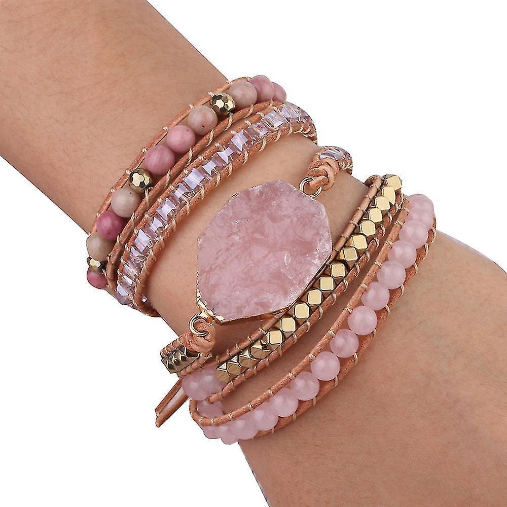 Natural Crystal Stone Woven Bracelet Multi-turn Pure Hand-woven Bracelets Retro Bracelet Women Bangle - Image 4