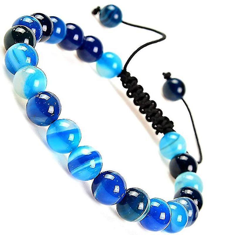 Natural Healing Power Gemstone Crystal Beads Unisex Adjustable Macrame Bracelets 8mm - Image 1