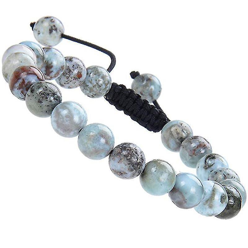 Natural Healing Power Gemstone Crystal Beads Unisex Adjustable Macrame Bracelets 8mm - Image 1