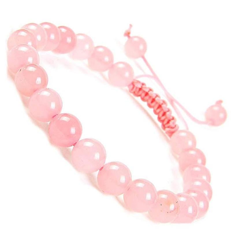 Natural Healing Power Gemstone Crystal Beads Unisex Adjustable Macrame Bracelets 8mm - Image 1