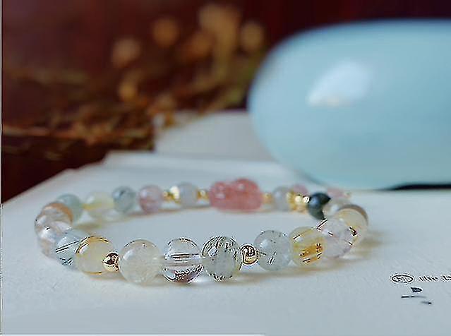 Natural Pink Strawberry Crystal Cat's Claw Pendant Tassel Bracelet - Image 5