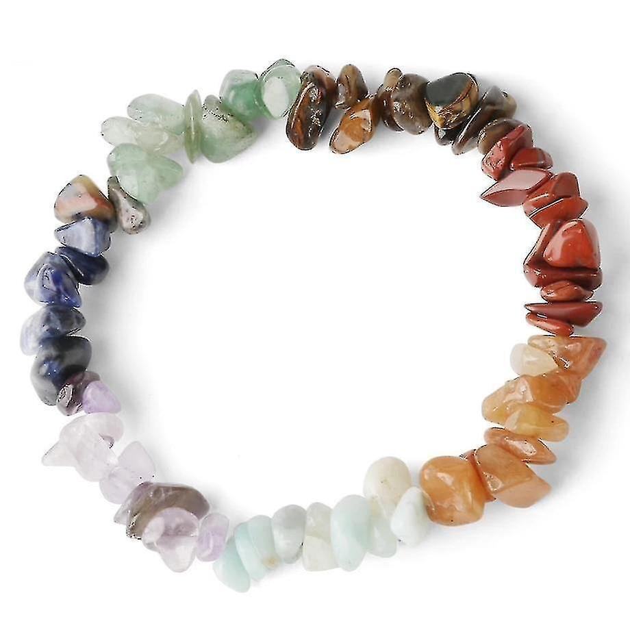 Natural Stone 7-chakra Chip Beads Healing Crystal Bracelet - Image 1