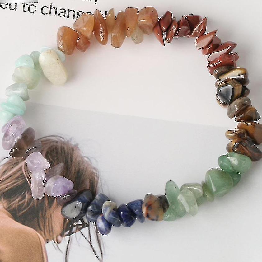 Natural Stone 7-chakra Chip Beads Healing Crystal Bracelet - Image 3