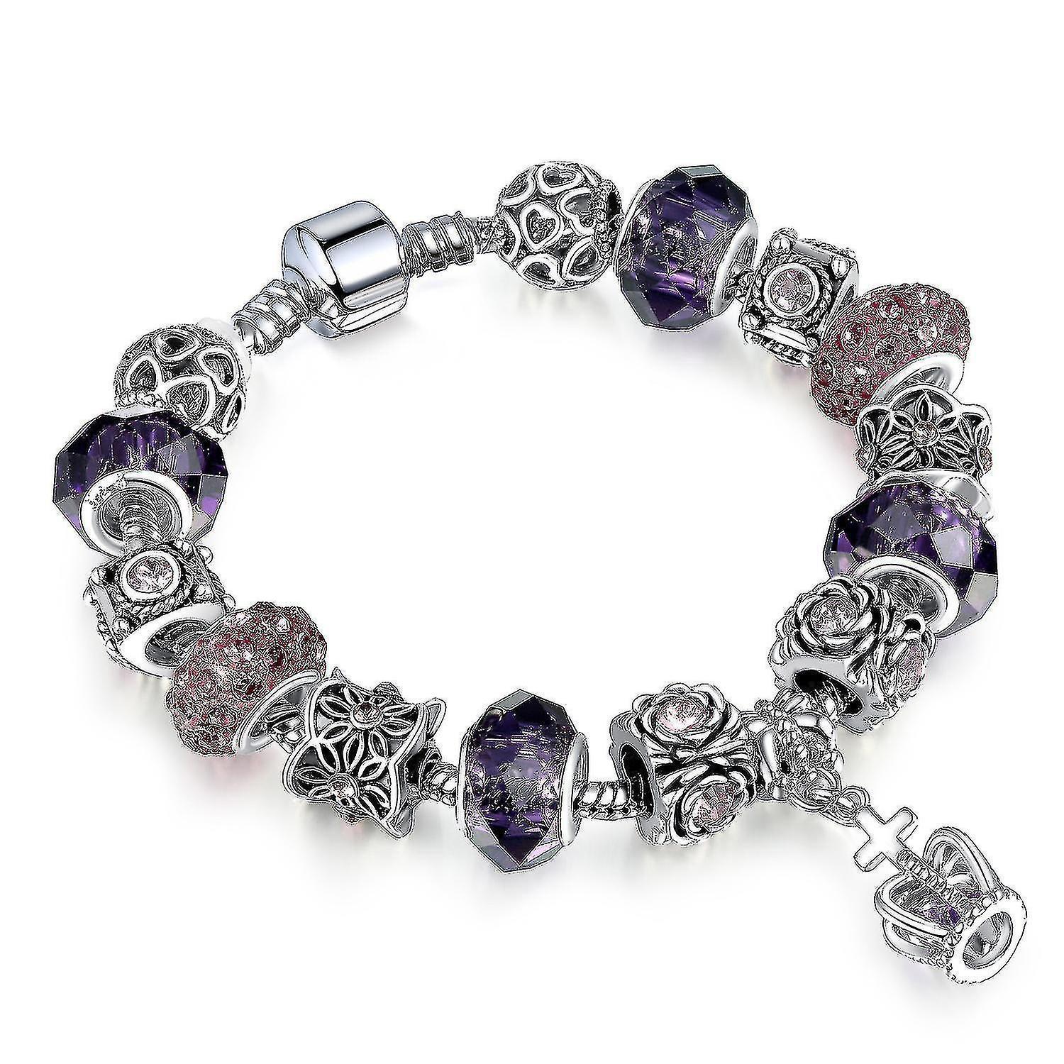Purple Crystal Beads Women Bracelet Diy Gift - Image 1