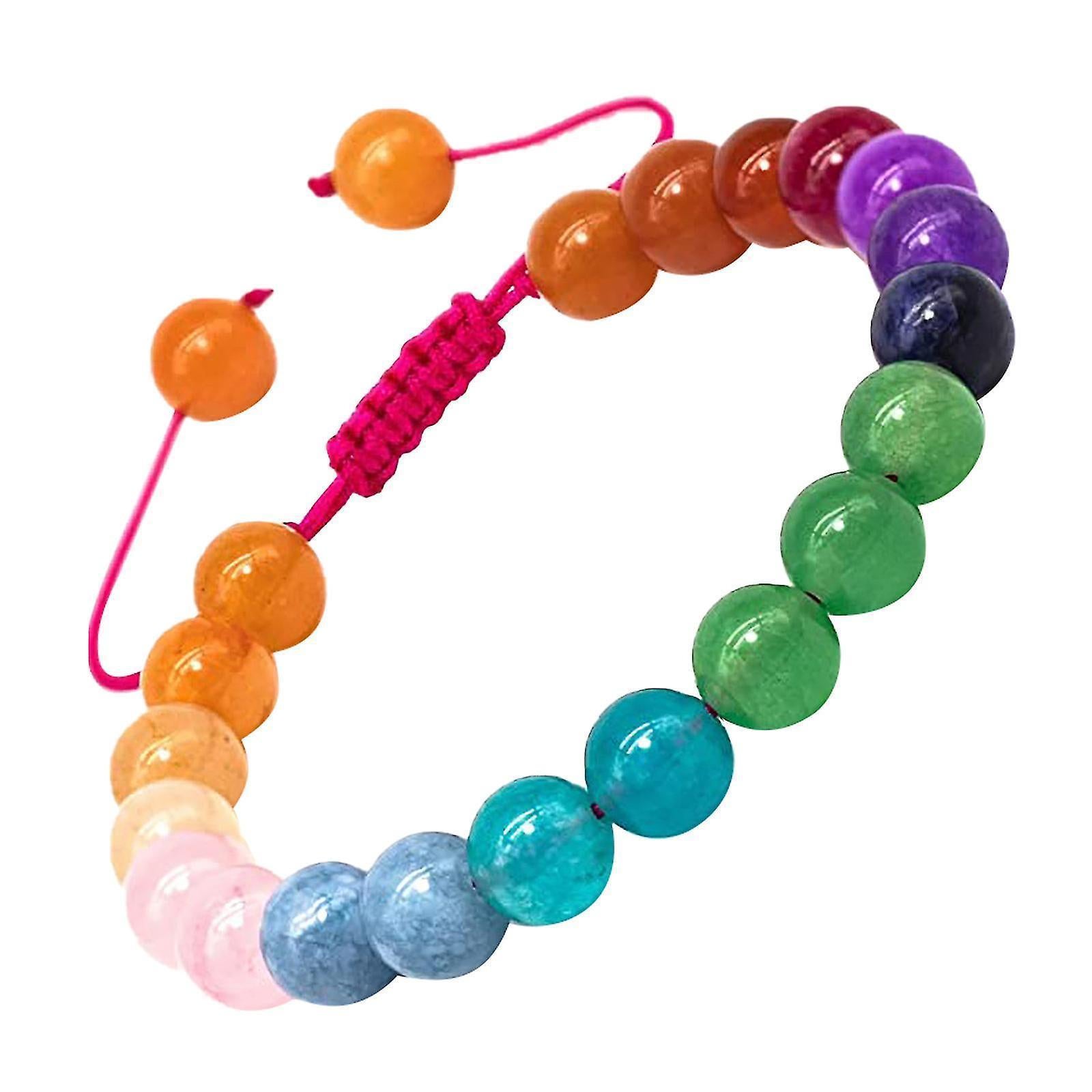 Round 0.315 Inch (0.31 Inch) Macrame Natural Gemstone Bracelet Healing Crystal Quartz Beads Chakra Bracelet - Image 1