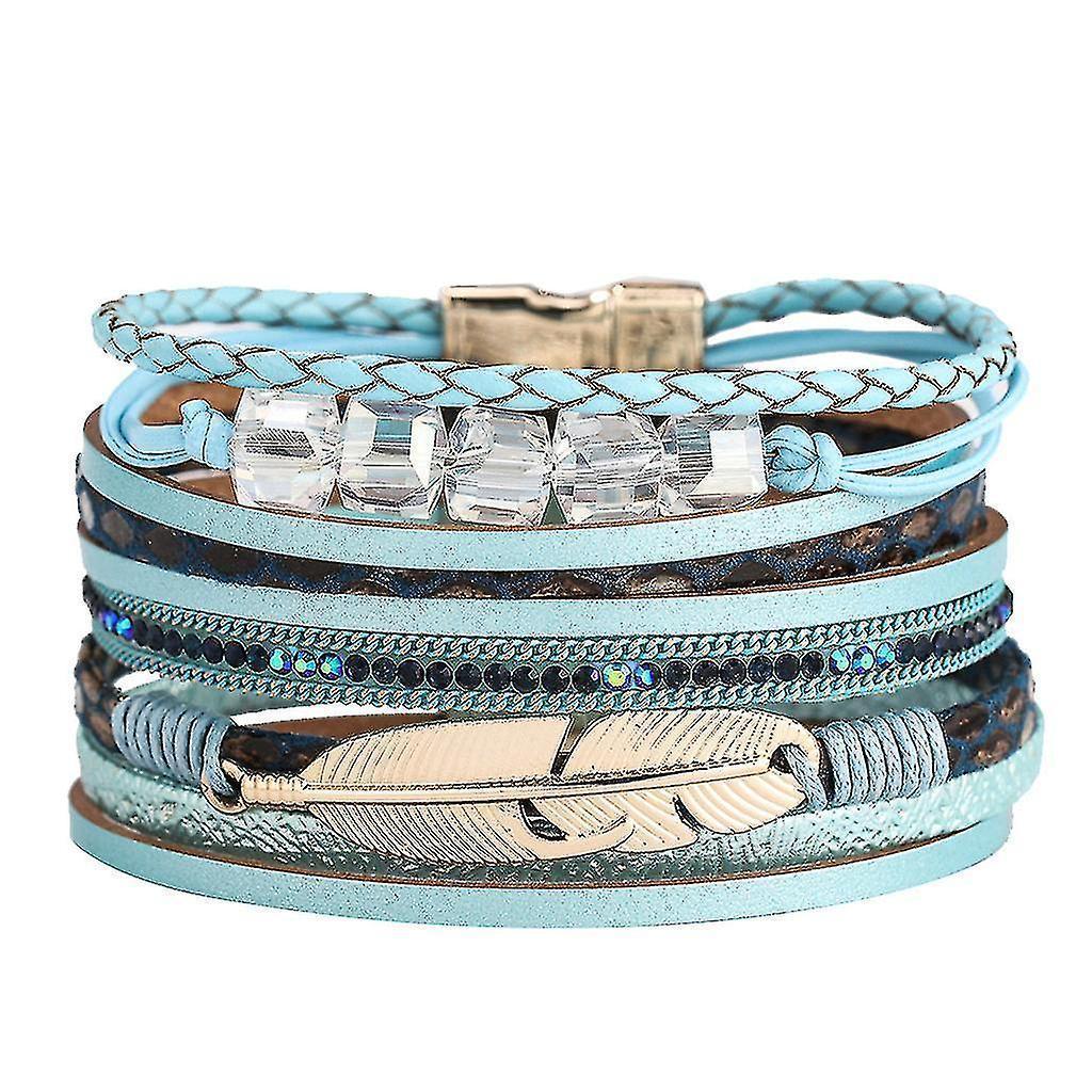 Sajy Women's Feather Wrap Bracelet Crystal Bracelet Handmade Jewelry Bohemian Gift - Image 1