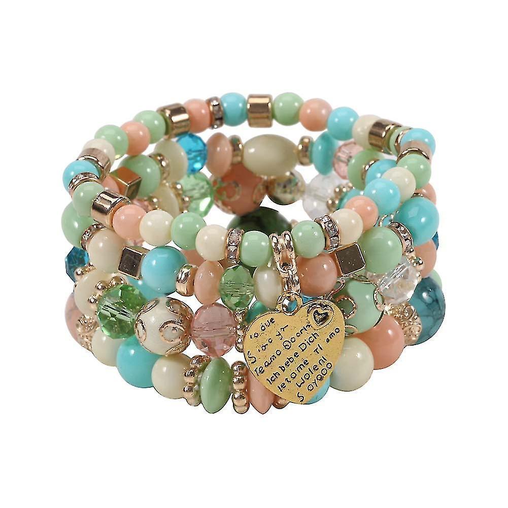 Set Of 4 Bohemian Stretch Crystal Bracelets Crystal Bracelets For Women Girls - Image 1