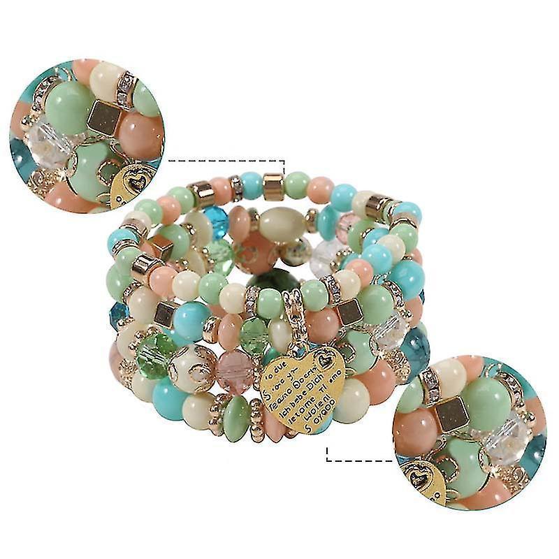 Set Of 4 Bohemian Stretch Crystal Bracelets Crystal Bracelets For Women Girls - Image 3