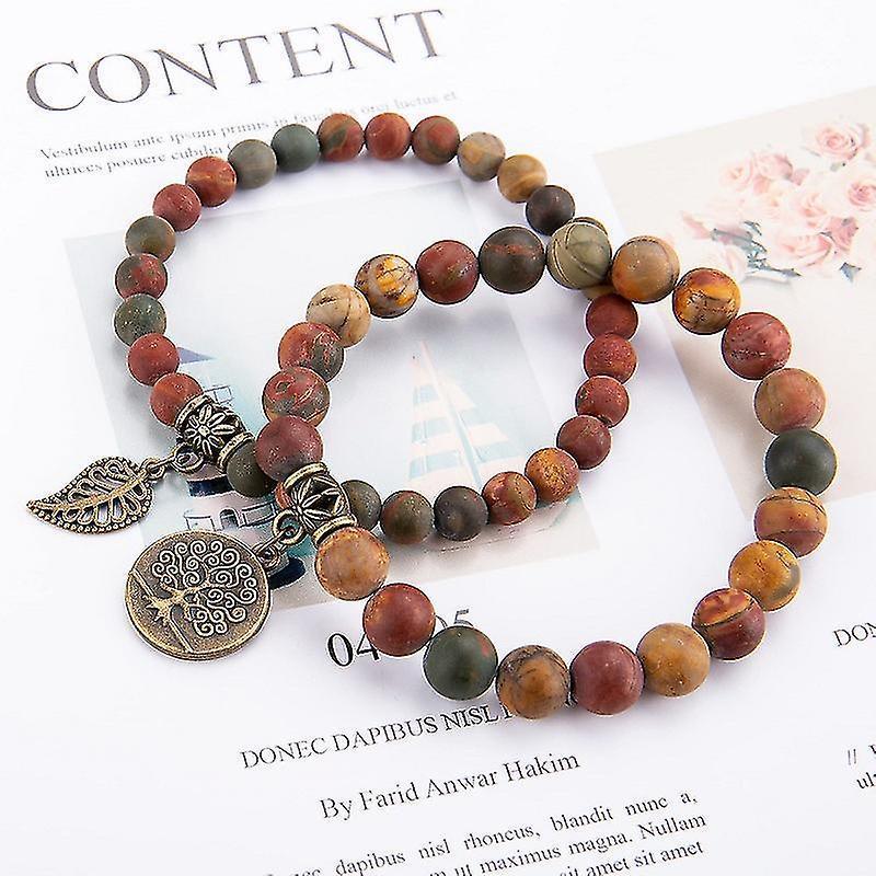 Th Bracelets For Women - Healing Crystals Bracelet Women Natural Gemstones Yoga Reiki Bangle- Set Of Double Bracelets(2 Pcs, Brown) - Image 3