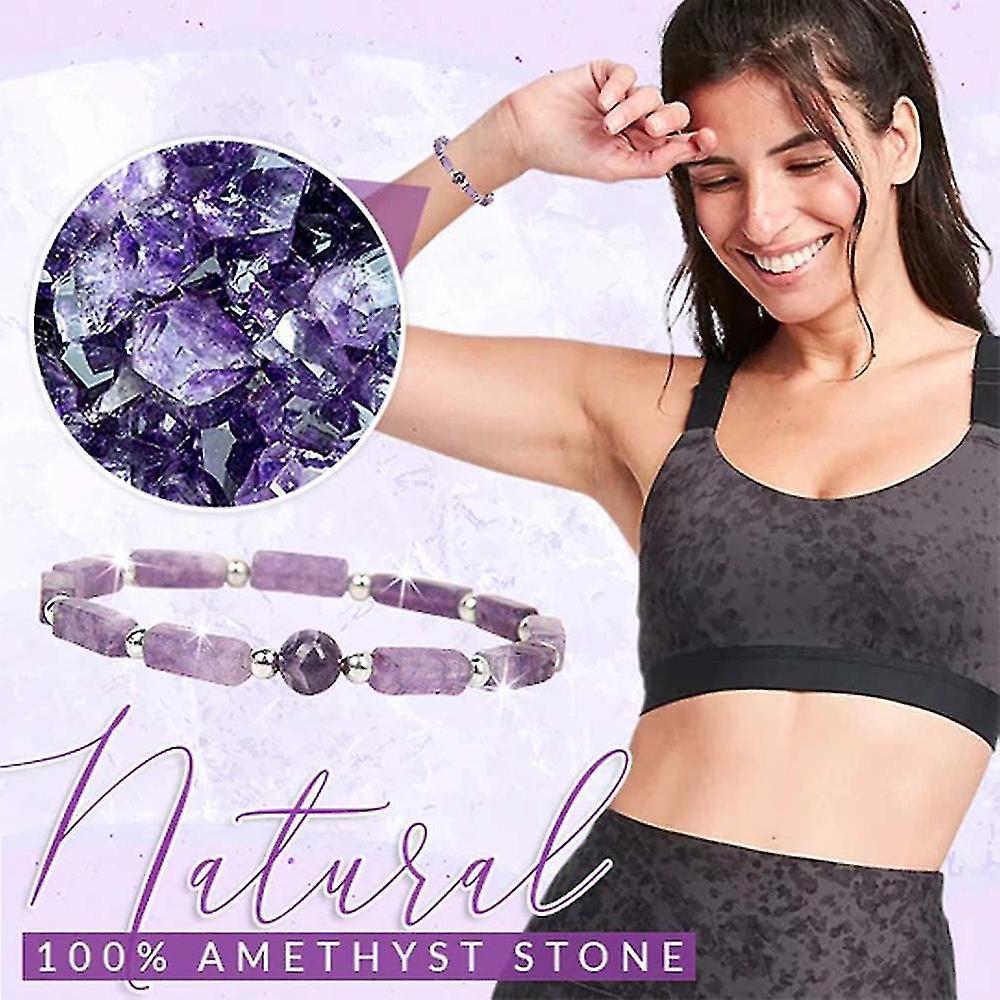 Women Body Purifying Amethyst Slimming Natural Amethyst Bracelet Healing Crystal Therapy Bracelet For Pain Relief Fatigue - Image 2