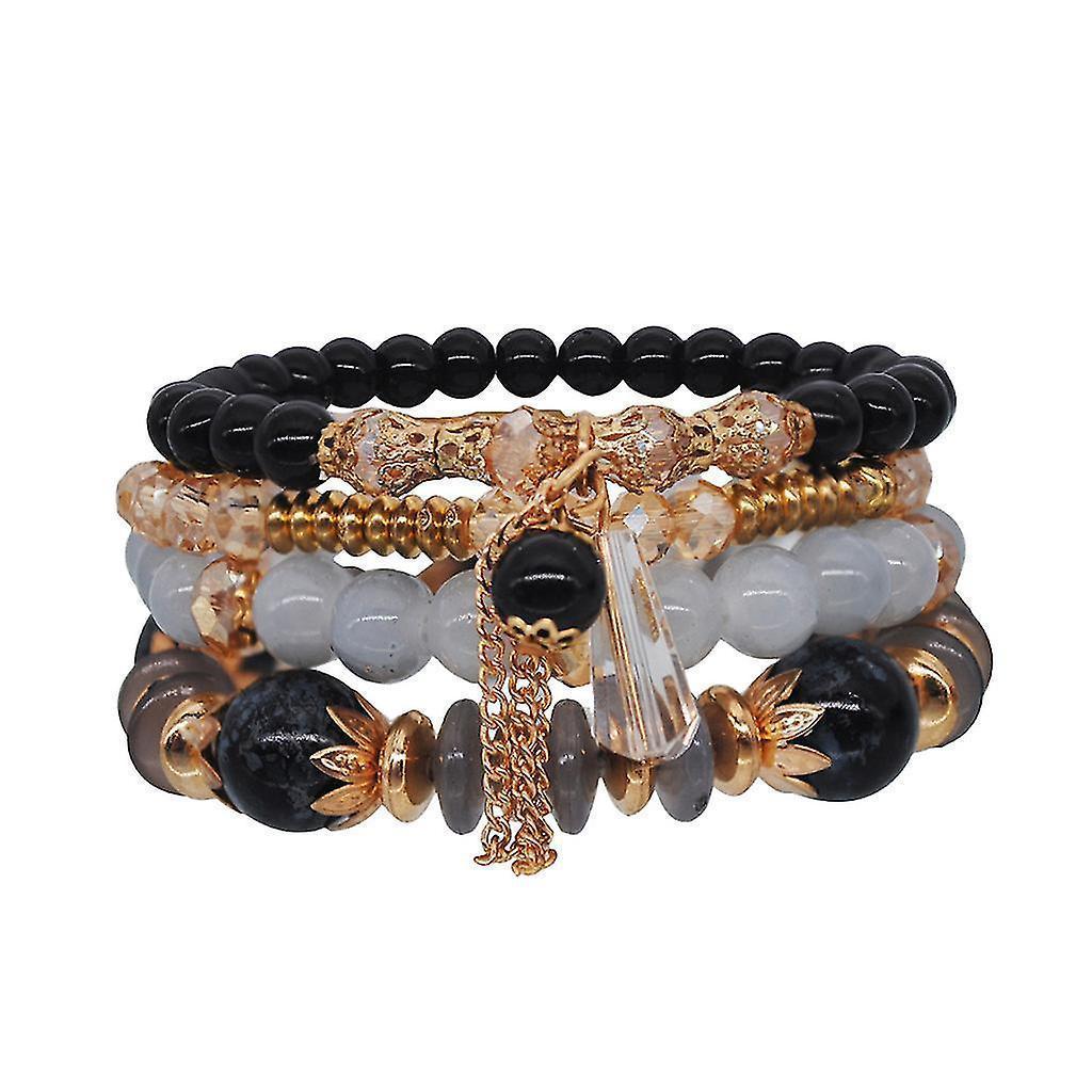 Women Bohemian Hand String Ocean Style Multi Circle Pearl Crystal Bracelet - Image 1