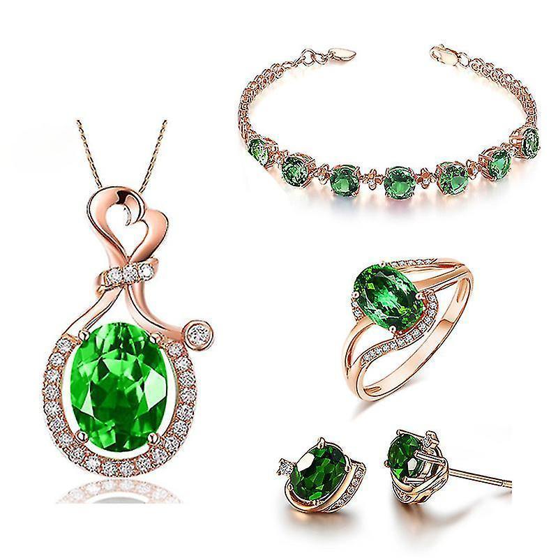 Women Jewelry Set Crystal Necklace Earrings Bracelet Ring Set,jewelry Gifts For Mother Wife Girls - Image 1