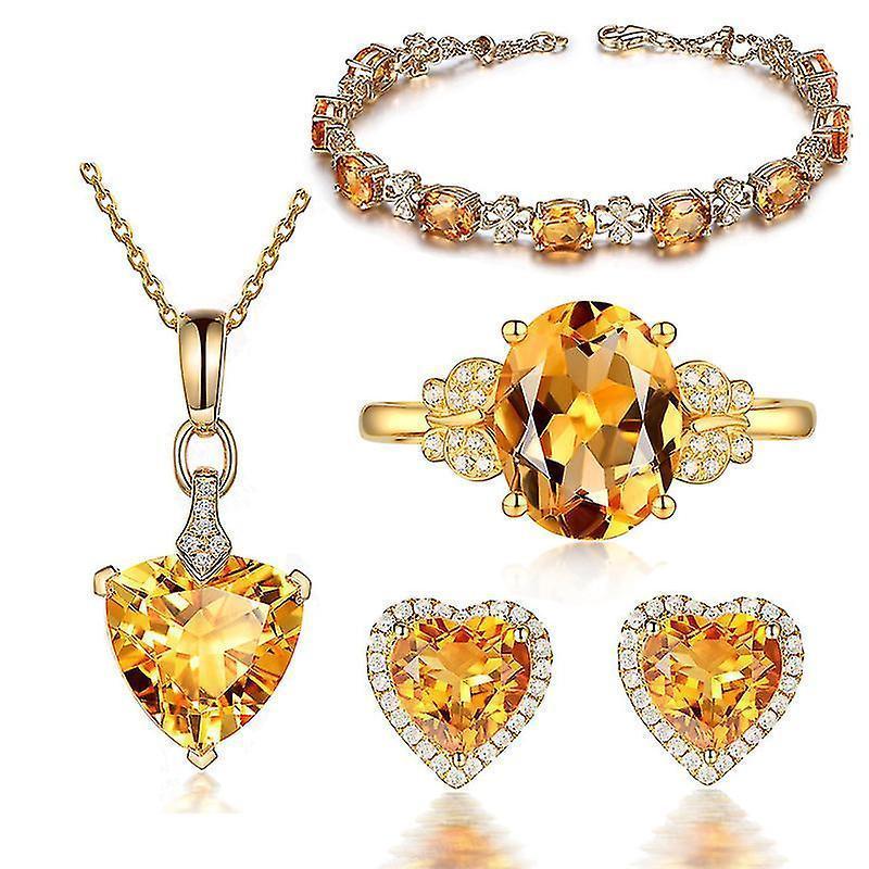Women Jewelry Set Crystal Necklace Earrings Bracelet Ring Set,jewelry Gifts For Mother Wife Girls - Image 1