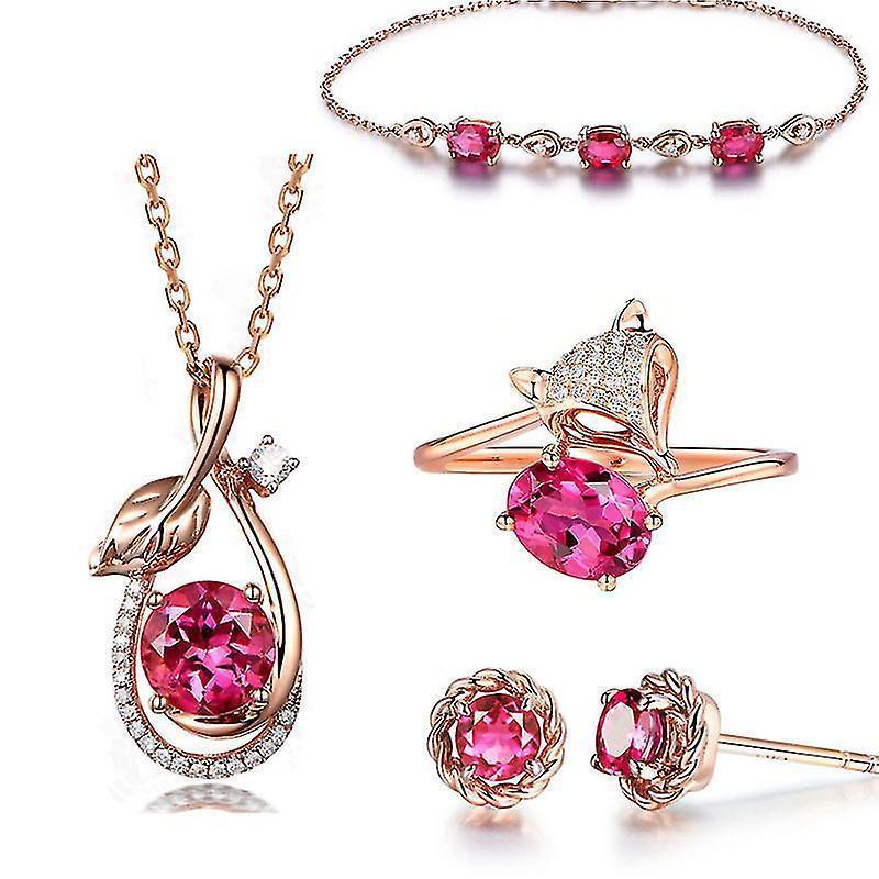 Women Jewelry Set Crystal Necklace Earrings Bracelet Ring Set,jewelry Gifts For Mother Wife Girls - Image 1