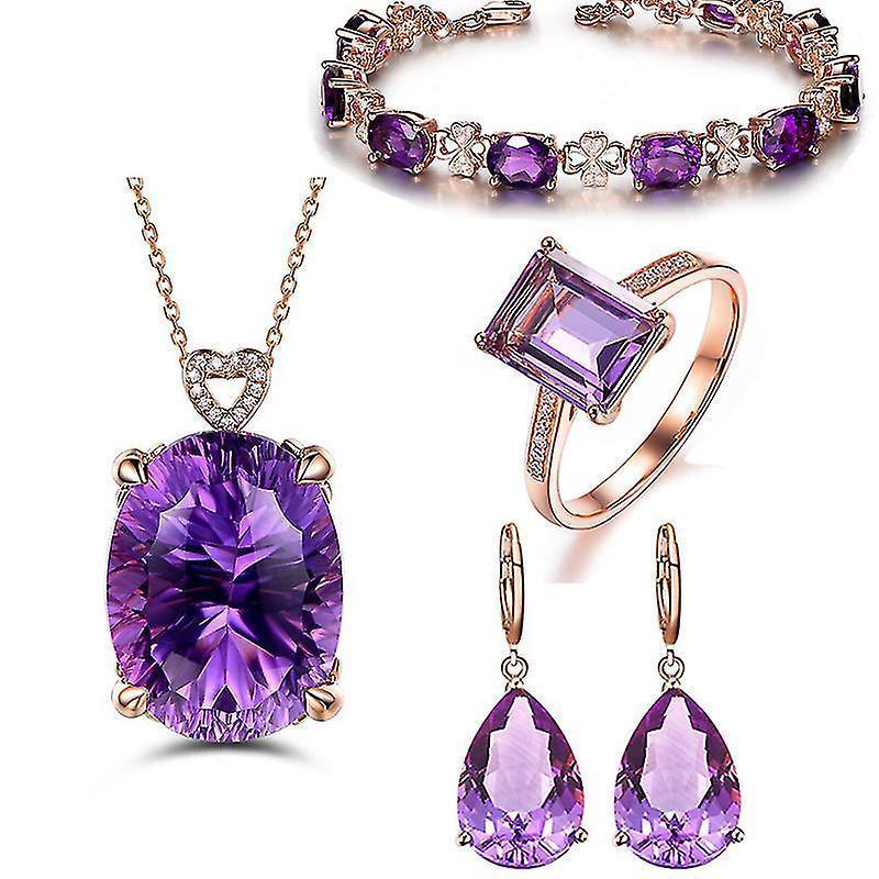Women Jewelry Set Crystal Necklace Earrings Bracelet Ring Set,jewelry Gifts For Mother Wife Girls - Image 1