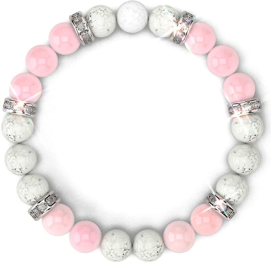Women's Rose Quartz Bracelet Rose Quartz Crystal + White Lava Aromatherapy Crystal Stone - Image 1
