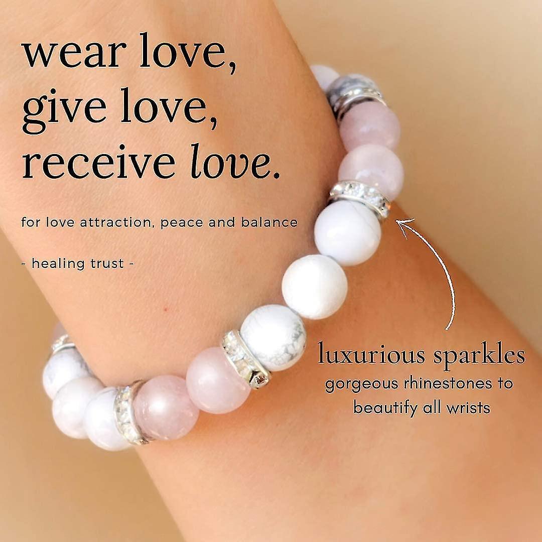 Women's Rose Quartz Bracelet Rose Quartz Crystal + White Lava Aromatherapy Crystal Stone - Image 3