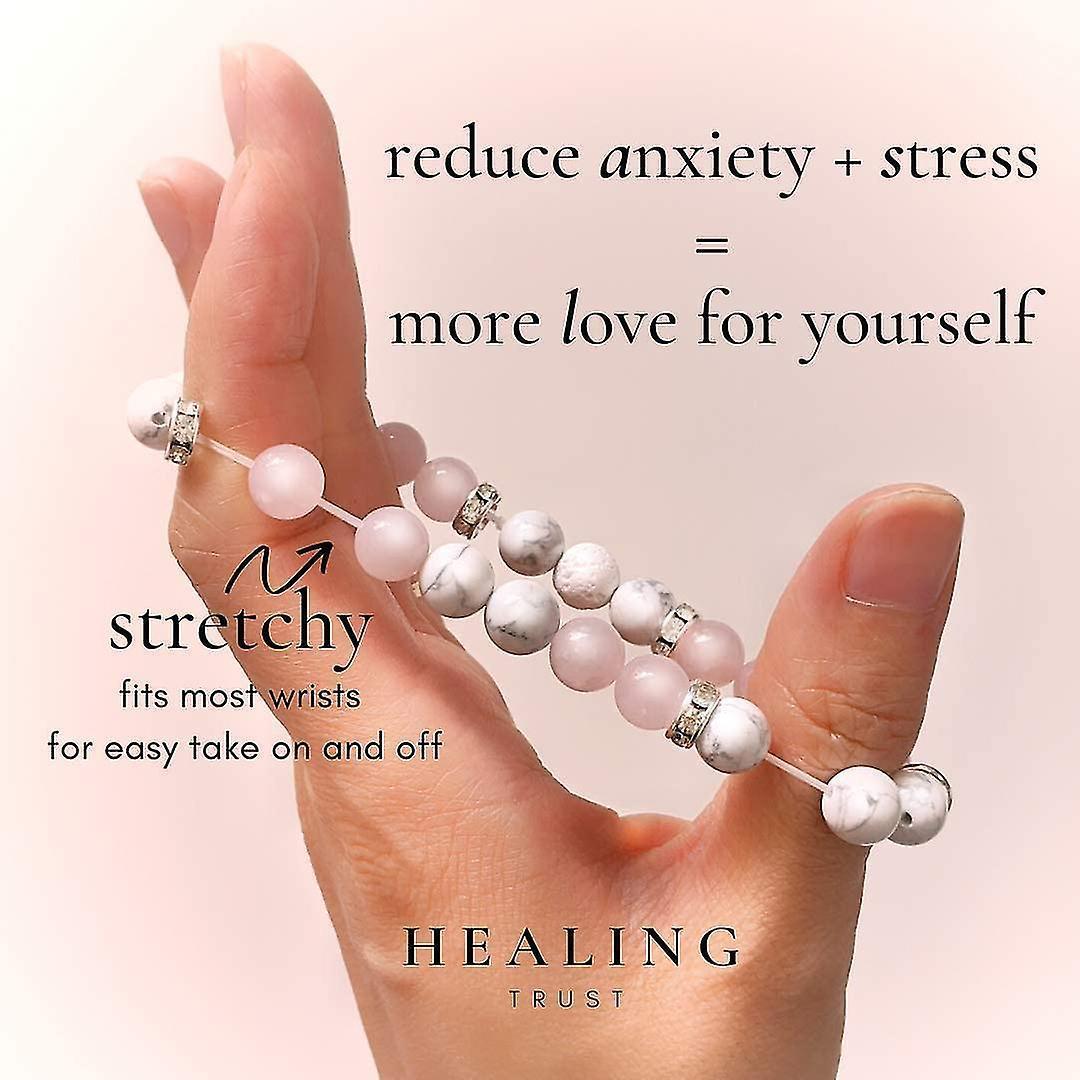 Women's Rose Quartz Bracelet Rose Quartz Crystal + White Lava Aromatherapy Crystal Stone - Image 4