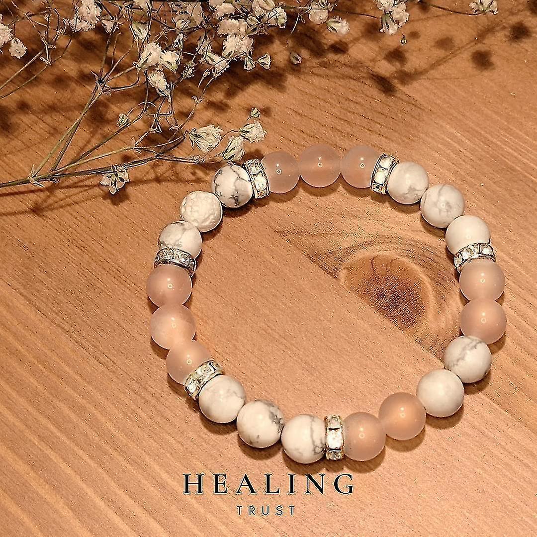 Women's Rose Quartz Bracelet Rose Quartz Crystal + White Lava Aromatherapy Crystal Stone - Image 5