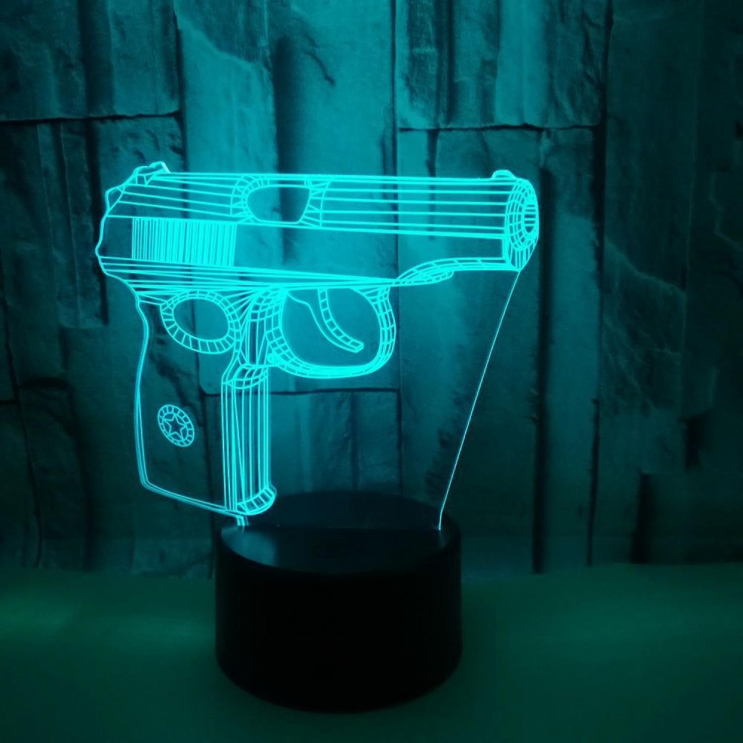 Optical Illusion 3D Pistol Gun Night Light 16 Colo - Image 1