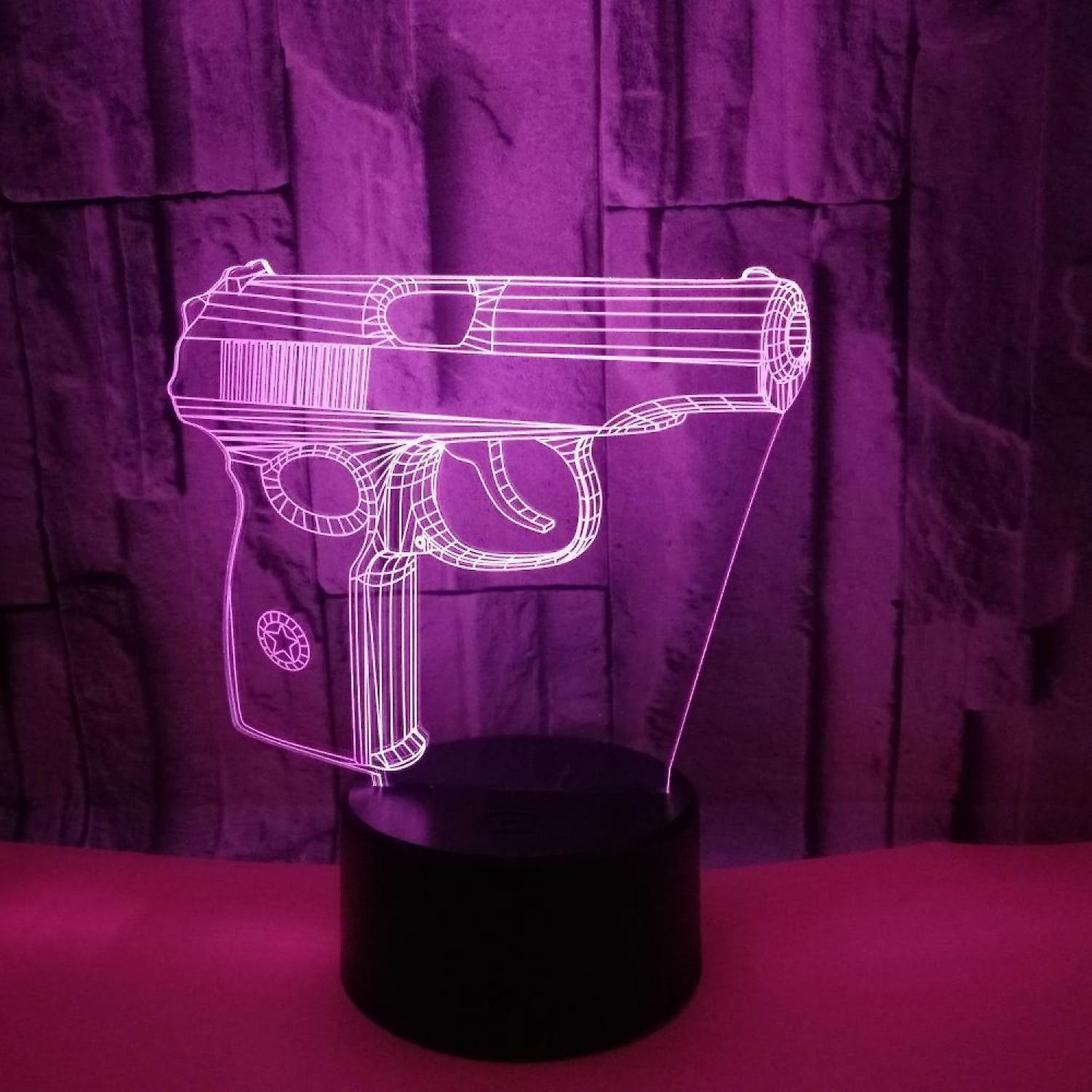 Optical Illusion 3D Pistol Gun Night Light 16 Colo - Image 2