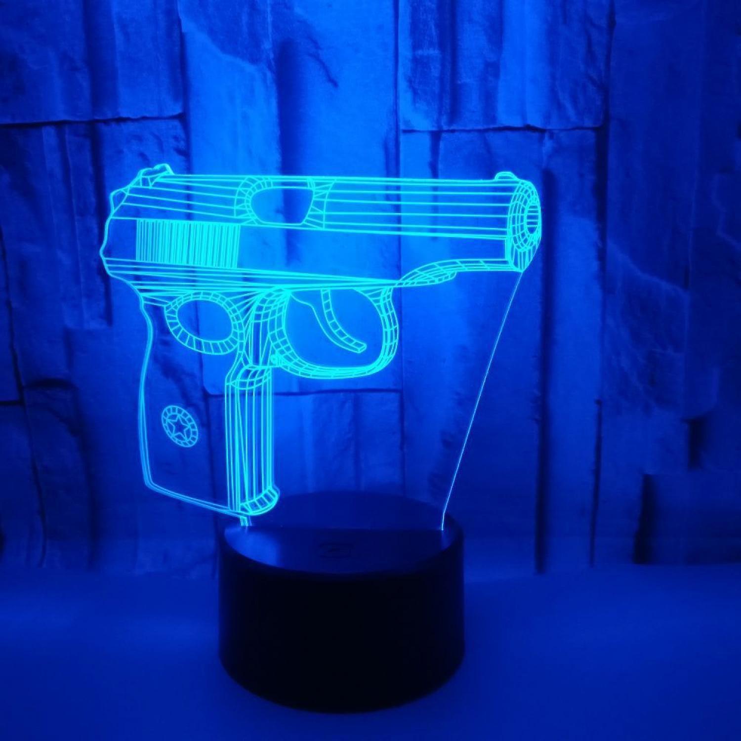 Optical Illusion 3D Pistol Gun Night Light 16 Colo - Image 3