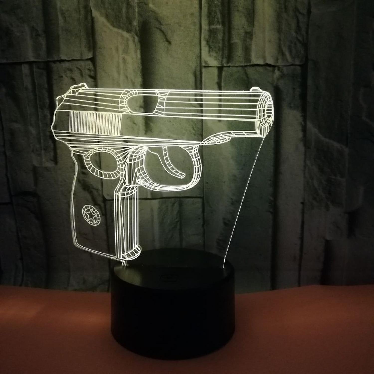 Optical Illusion 3D Pistol Gun Night Light 16 Colo - Image 5