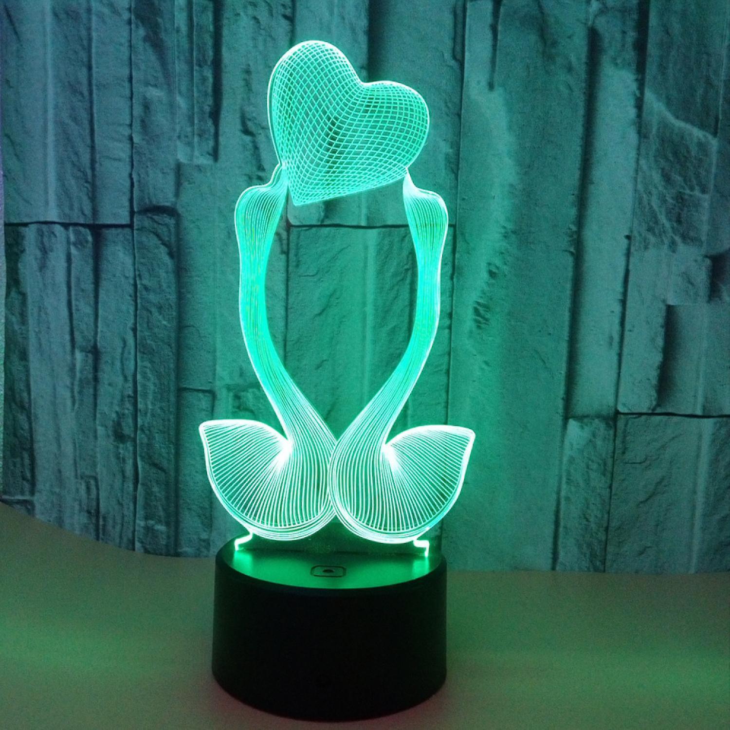 Optical Illusion 3D Love Swan Night Light 16 Color - Image 1