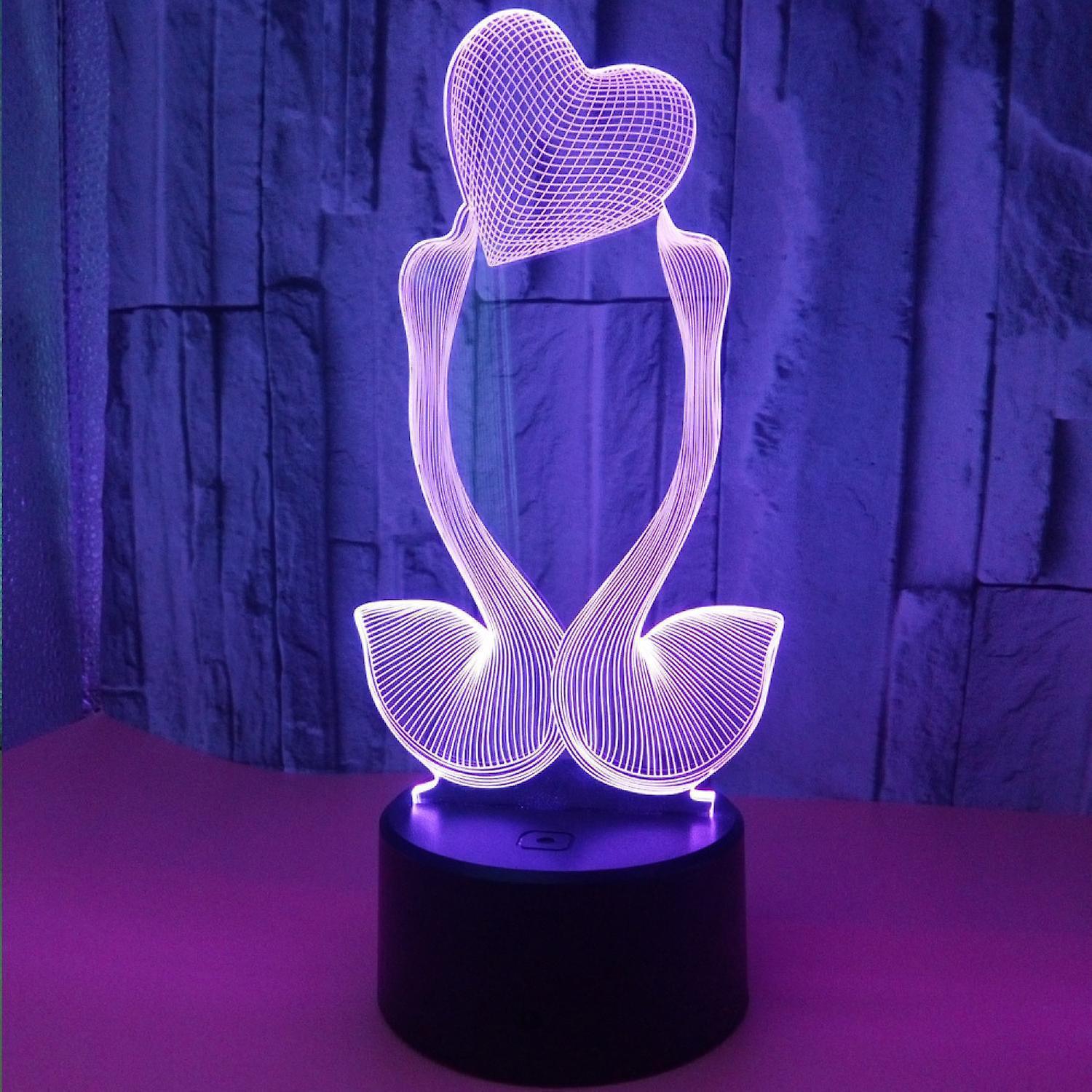 Optical Illusion 3D Love Swan Night Light 16 Color - Image 2