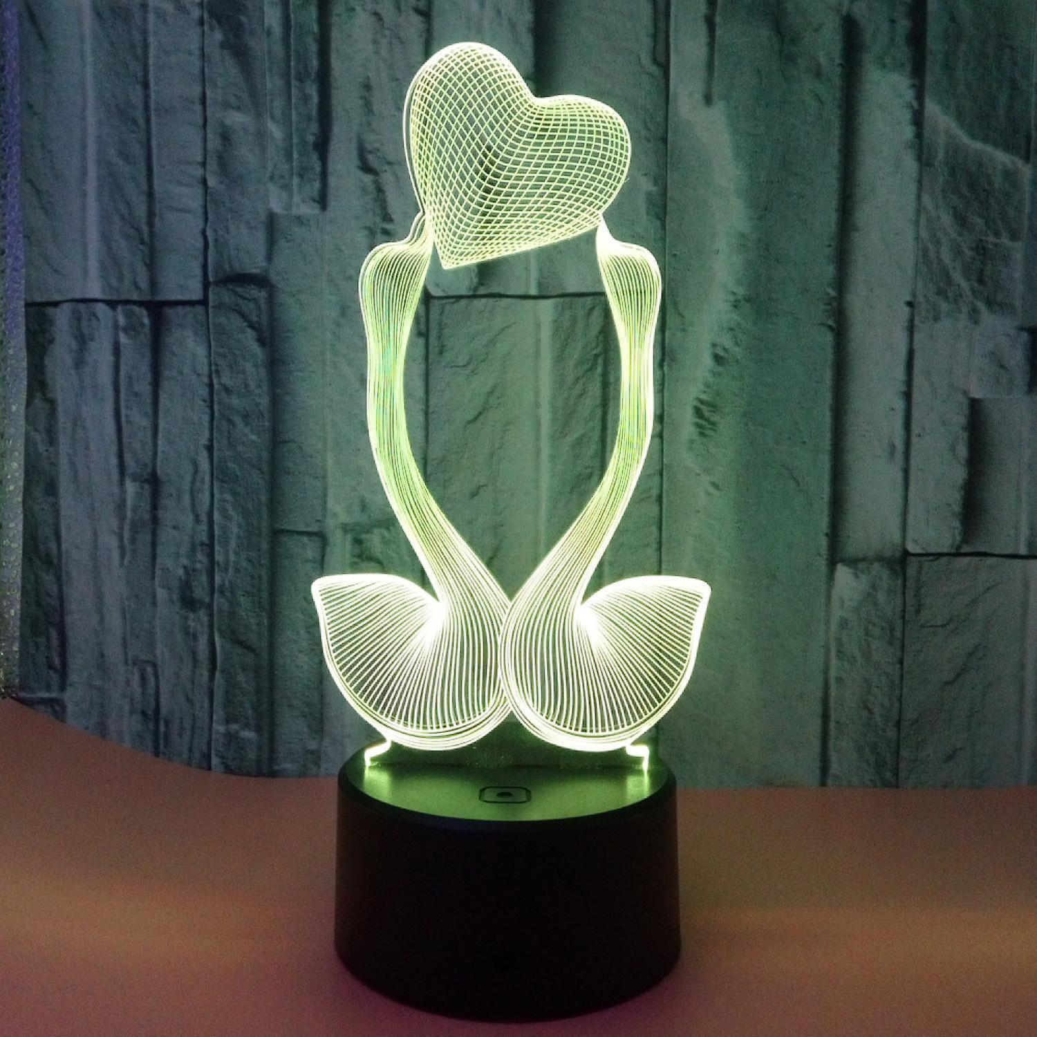 Optical Illusion 3D Love Swan Night Light 16 Color - Image 3