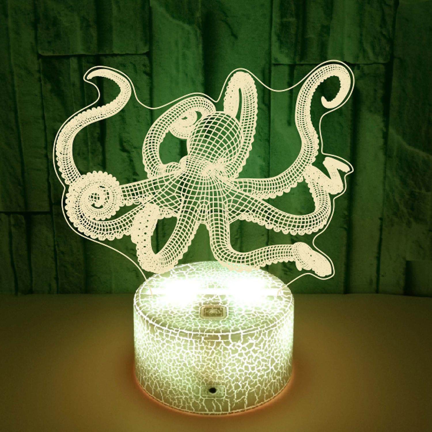 Optical Illusion 3D Squid Night Light 16 Colors Ch - Image 1