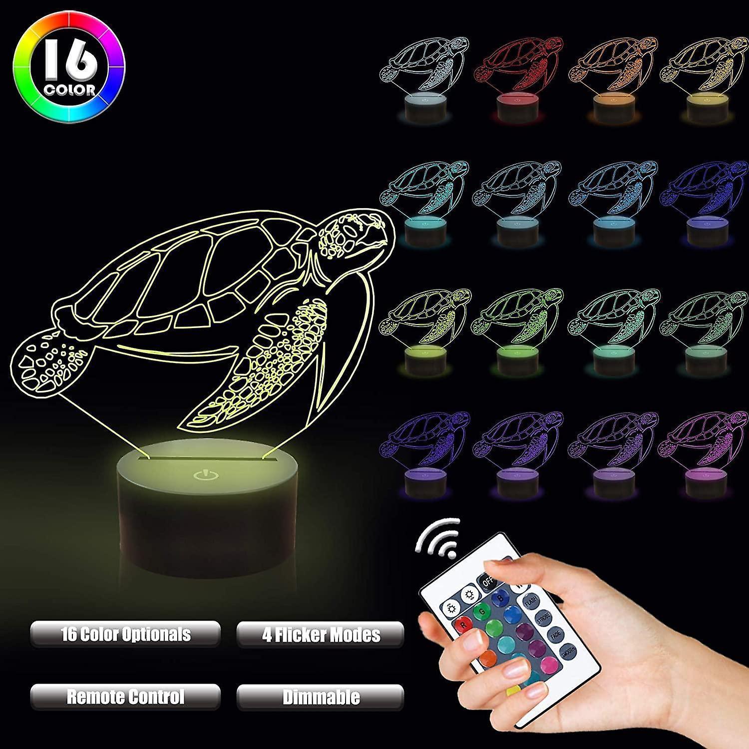 3D Turtle Night Light Optical Illusion Lamp with 1 - Image 2