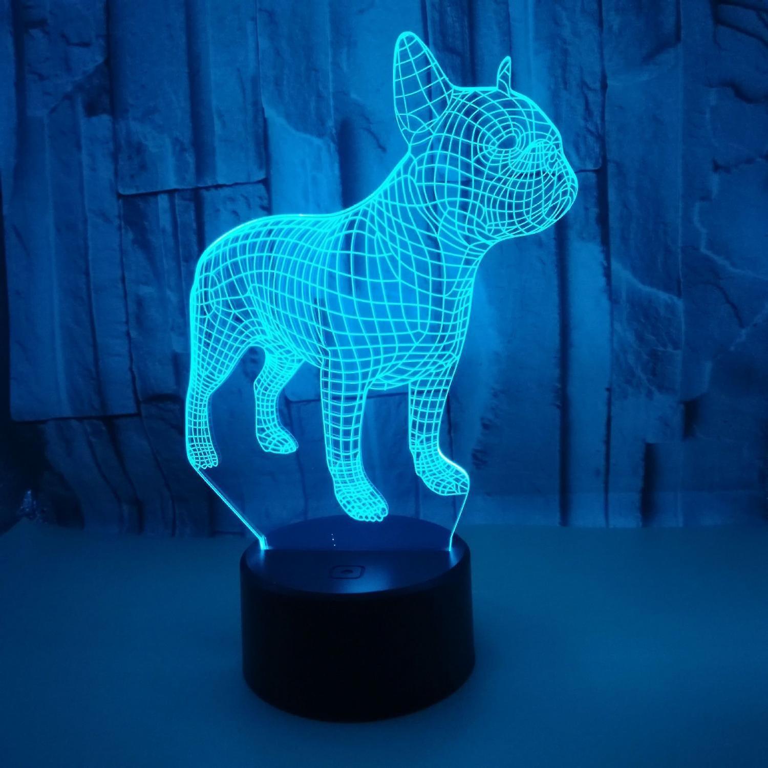 JUSCH 3D Bulldog Night Light 16 Colors Changing Optical Illusion Lamp with Remote Birthday  Valentine's Day Gift Idea for babies Boys Girls B091-182 - Image 1