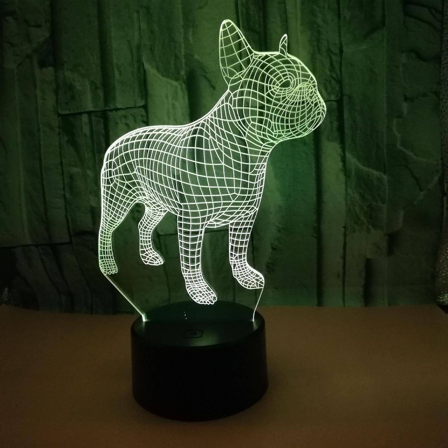 JUSCH 3D Bulldog Night Light 16 Colors Changing Optical Illusion Lamp with Remote Birthday  Valentine's Day Gift Idea for babies Boys Girls B091-182 - Image 2