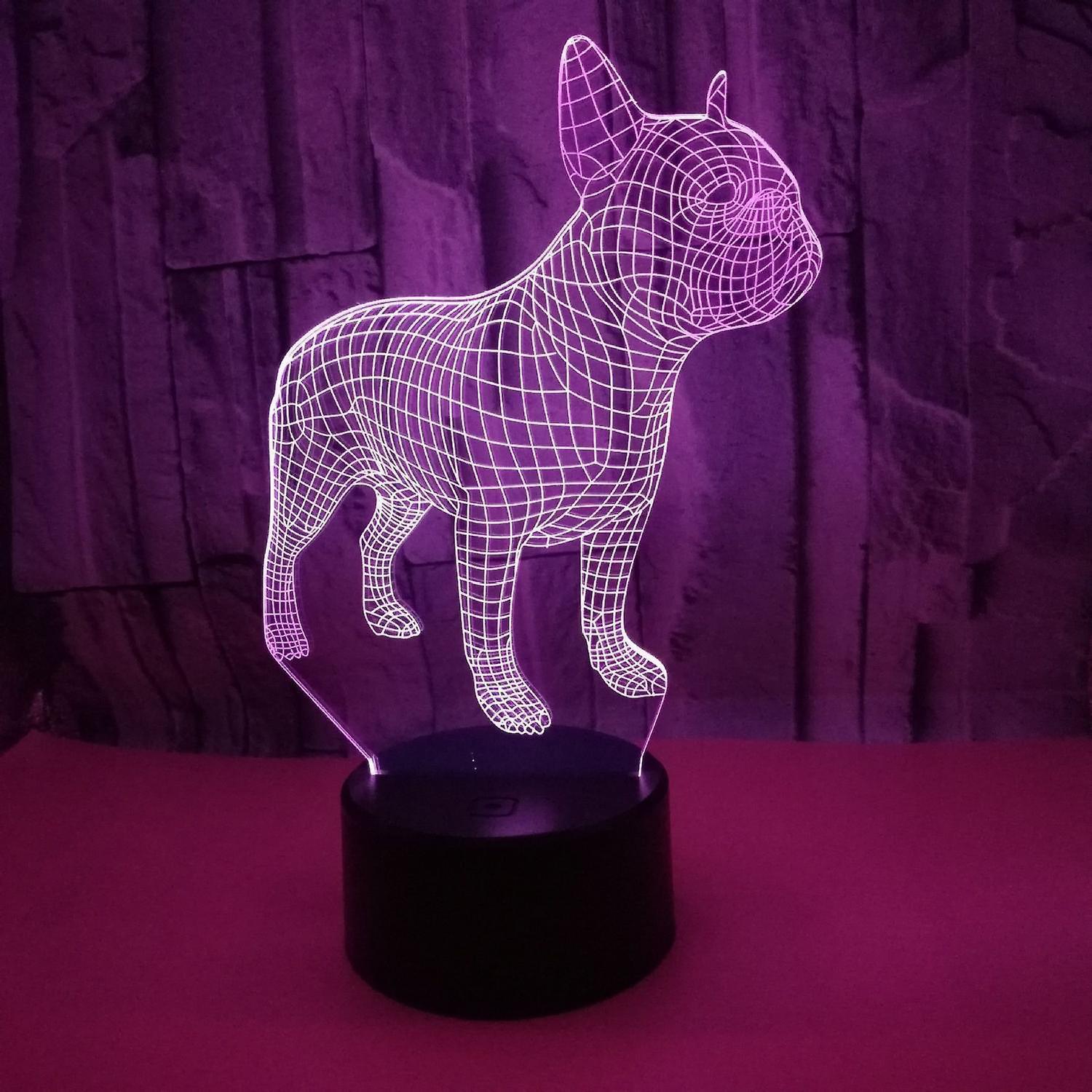 JUSCH 3D Bulldog Night Light 16 Colors Changing Optical Illusion Lamp with Remote Birthday  Valentine's Day Gift Idea for babies Boys Girls B091-182 - Image 3