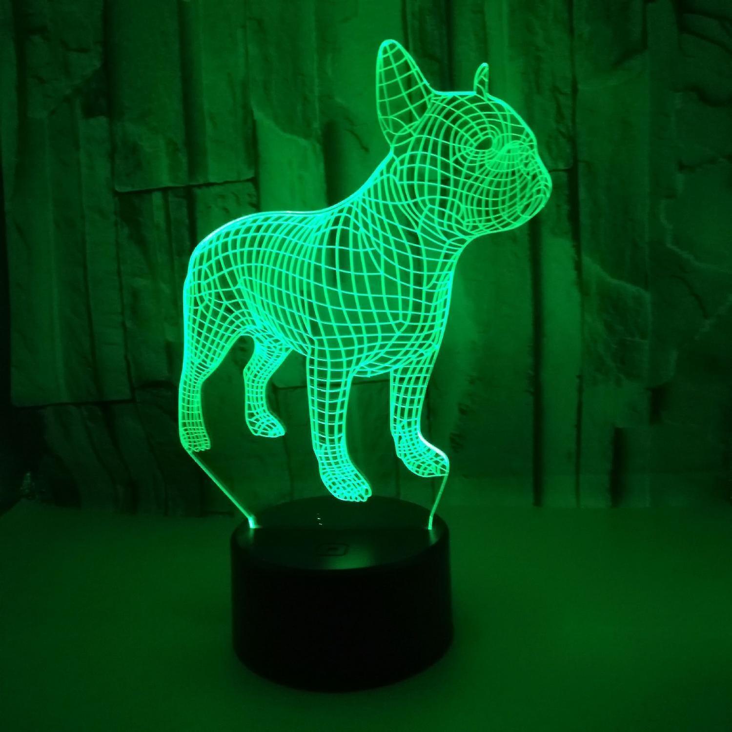 JUSCH 3D Bulldog Night Light 16 Colors Changing Optical Illusion Lamp with Remote Birthday  Valentine's Day Gift Idea for babies Boys Girls B091-182 - Image 4