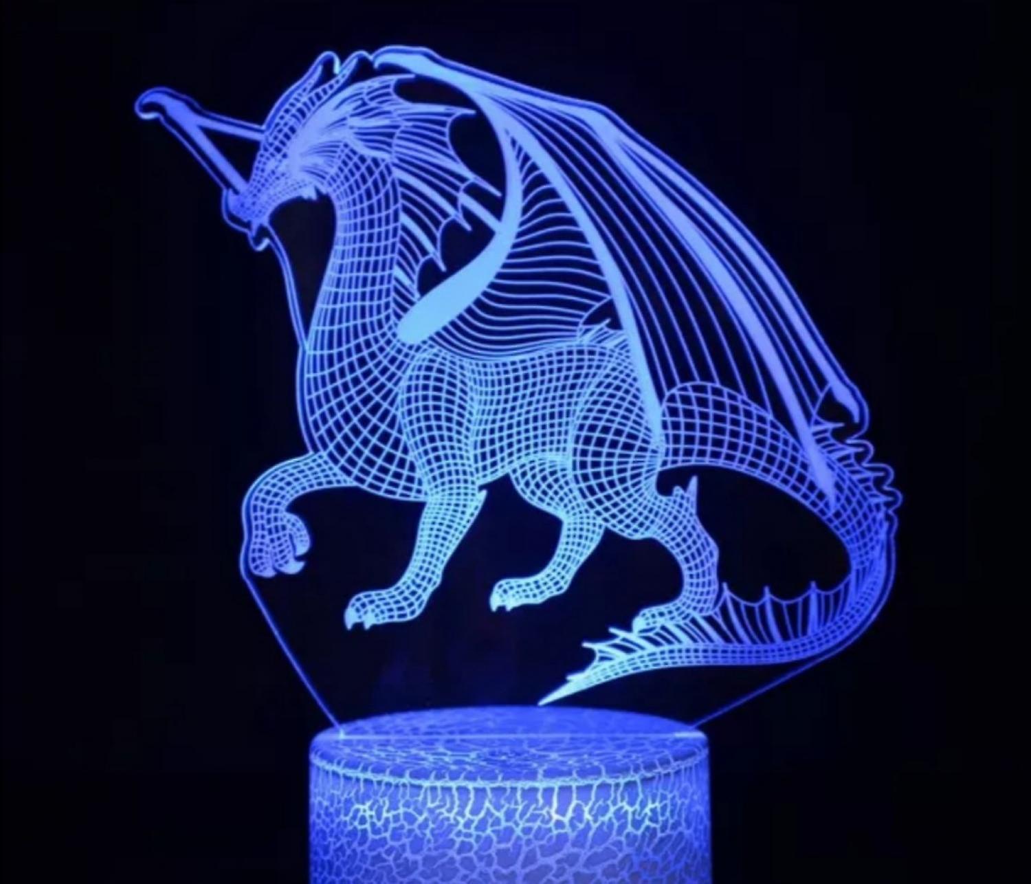 3D Dragon Lamp Night Light 3D Illusion lamp  16 Color - Image 1