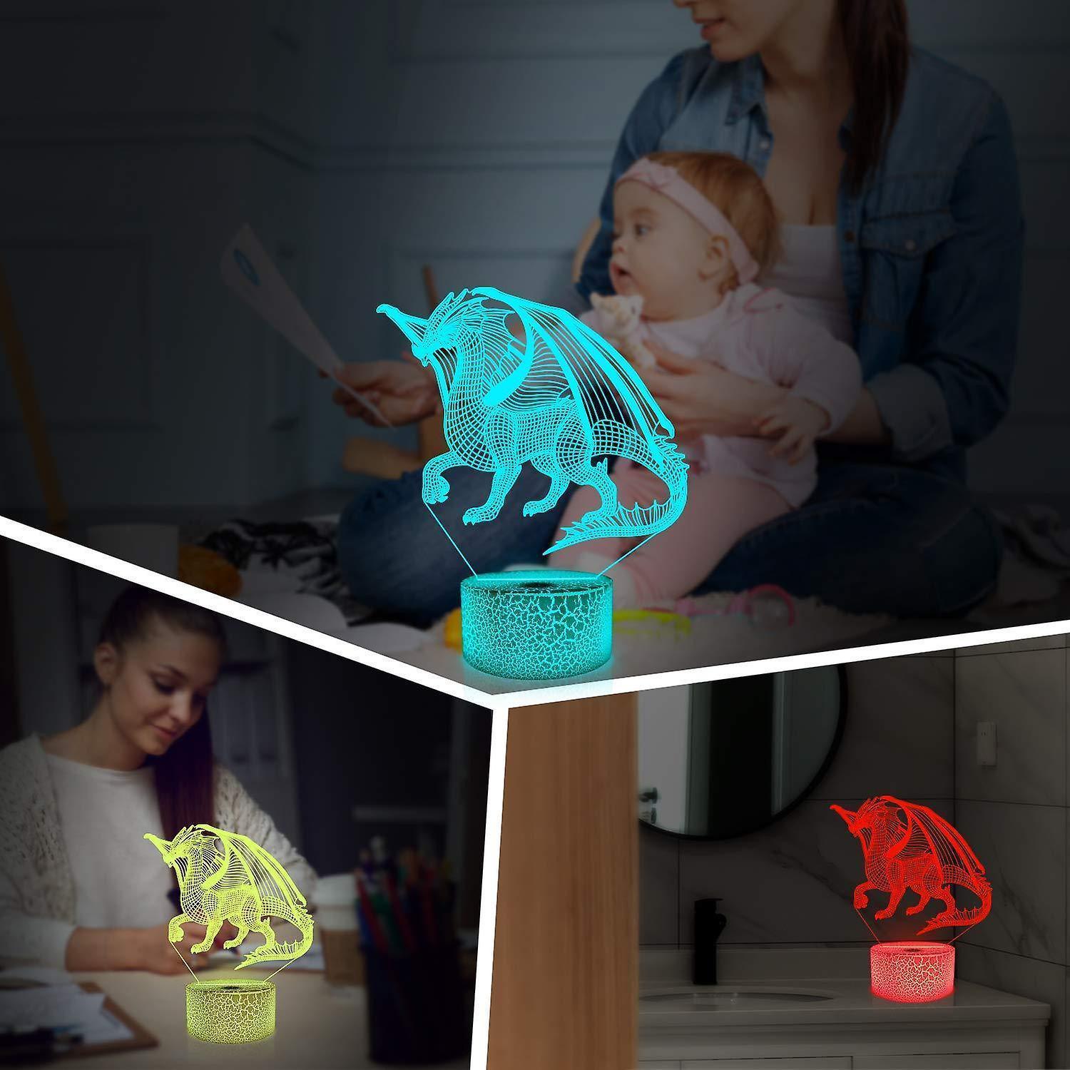 3D Dragon Lamp Night Light 3D Illusion lamp  16 Color - Image 2