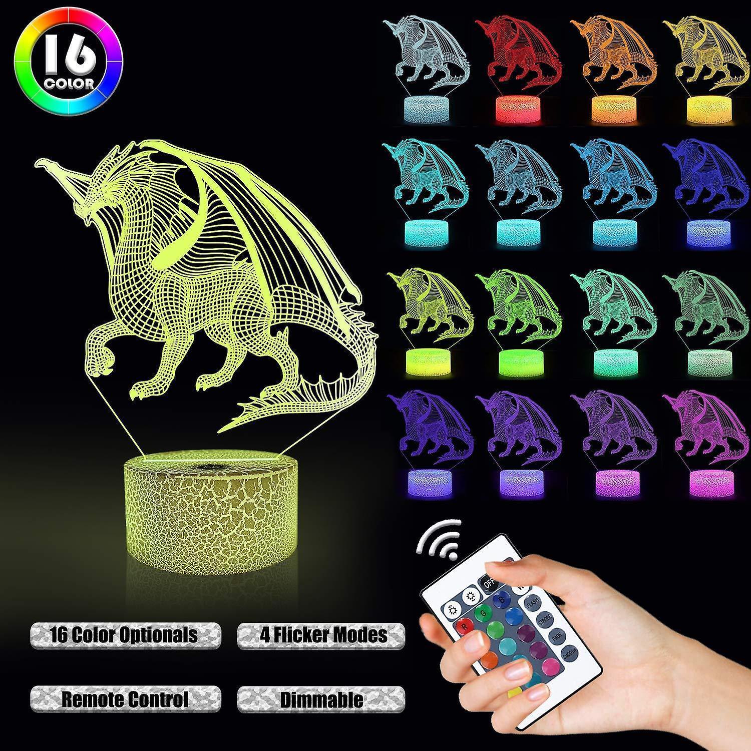 3D Dragon Lamp Night Light 3D Illusion lamp  16 Color - Image 5