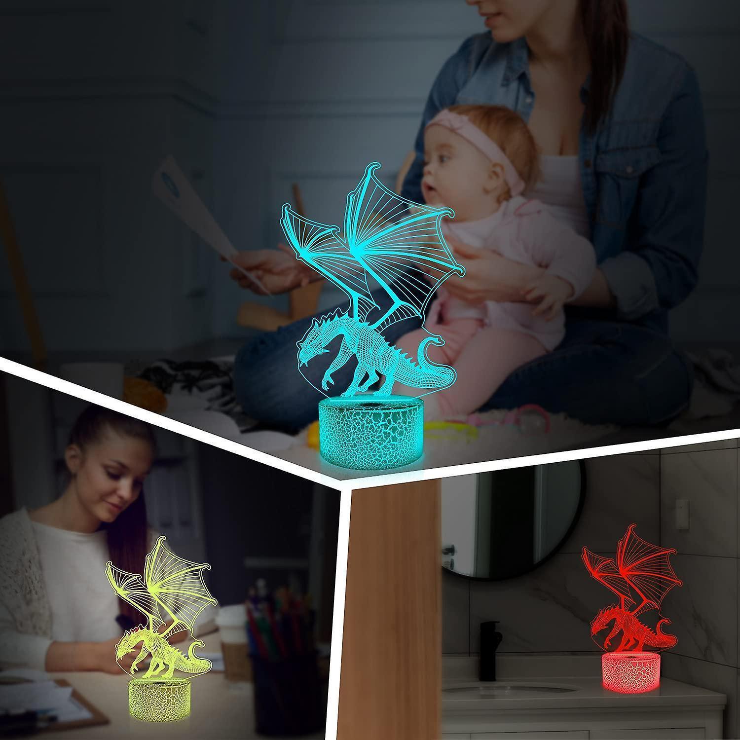 3D Dragon Lamp Night Light 3D Illusion lamp  16 Color - Image 2
