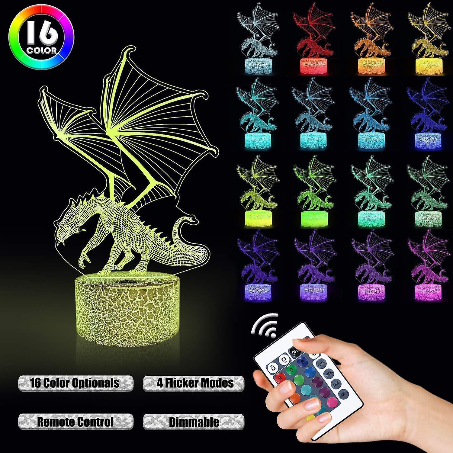 3D Dragon Lamp Night Light 3D Illusion lamp  16 Color - Image 4