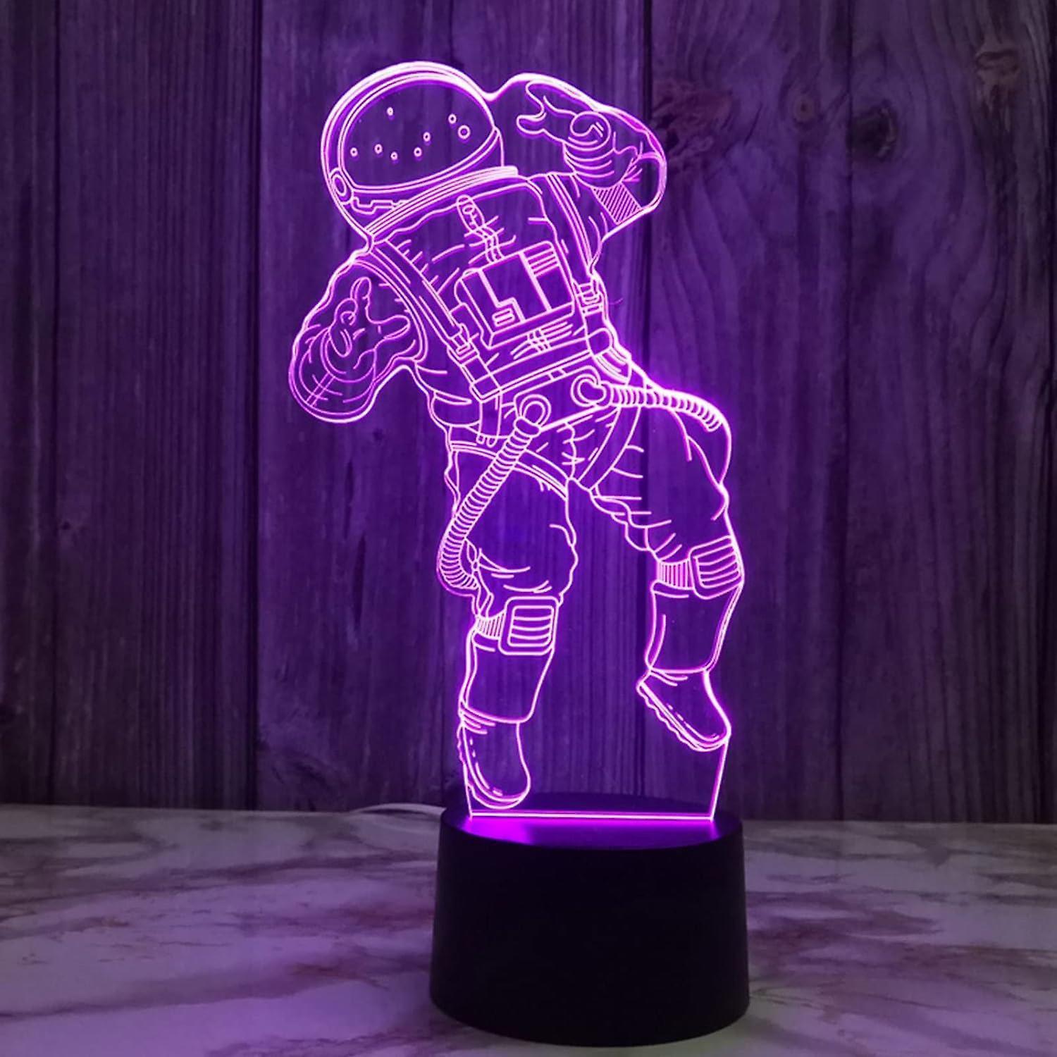 3D Optical Illusion babies Lamp3D Night Light Bedside Lamp 16 Colors with Remote Astronaut Toys As A Perfect Birthday (Color : Purple) - Image 1