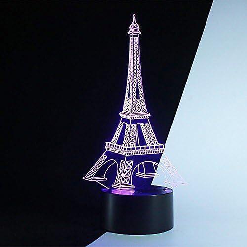romantic Eiffel Tower in Paris France 3D Optical Illusion Night Light,7 Colors Changing,Smart Touch Button USB Powered,Amazing Creative Art Design - Image 1