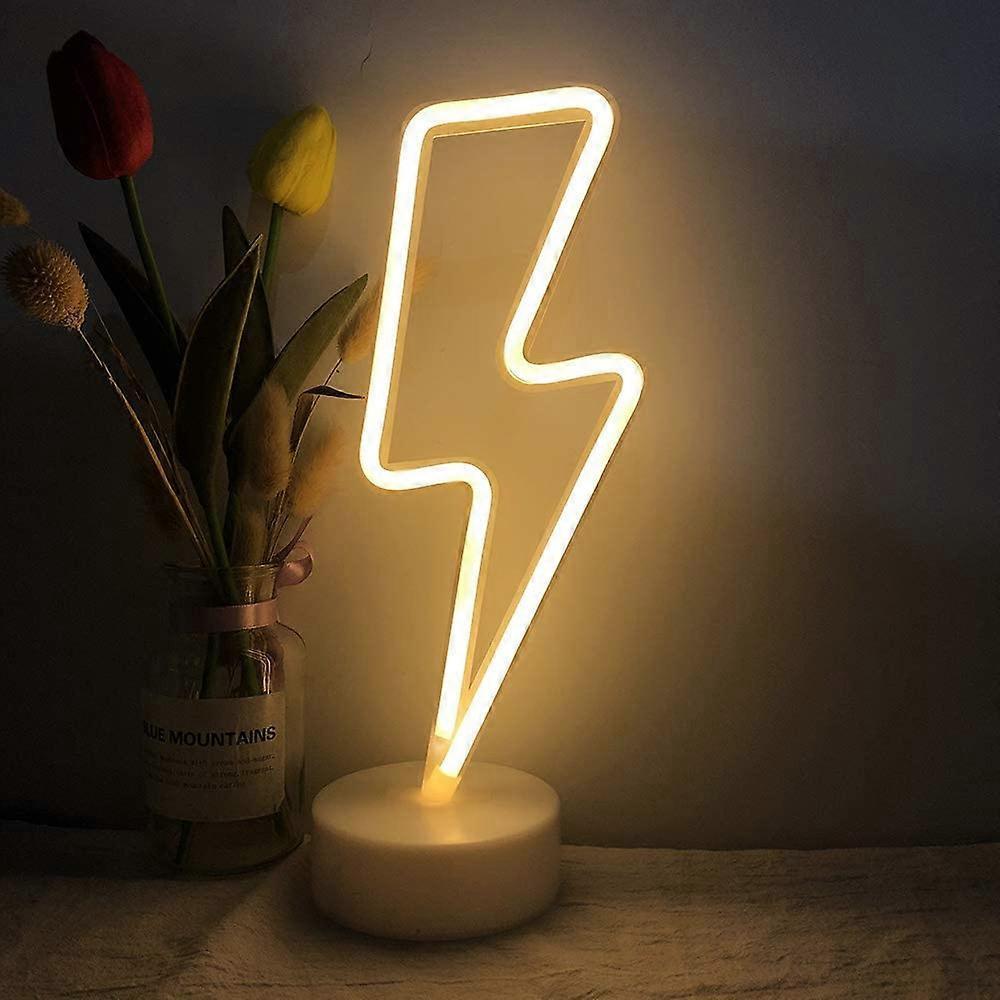 Led Lightning Bolt Neon Light Signs, Warm White Lightning Bolt Shape babies babies Night Light Wall Sign Light Battery Operated - Image 1
